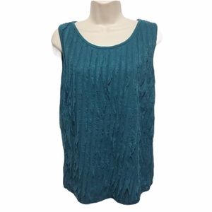 Once Again Teal Ruffle Sleeveless Top